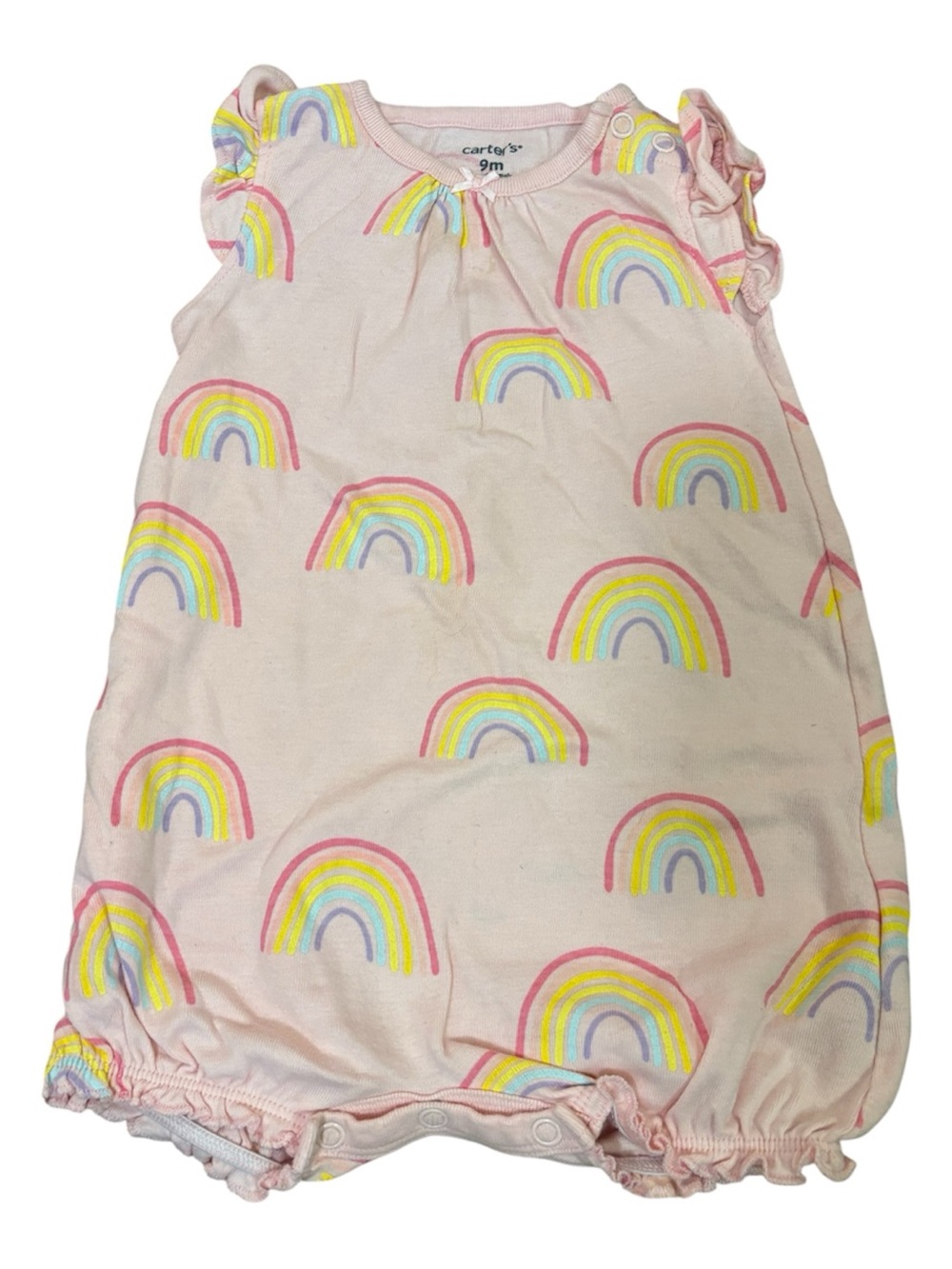 🟢Carter's Light Pink Rainbow Print Baby Sleeveless Romper